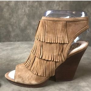 Suede Fringe wedge shoes